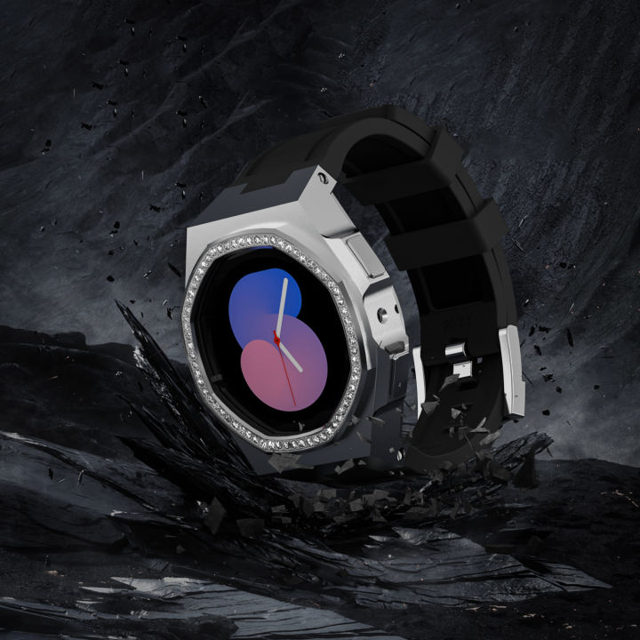 ชุดดัดแปลงสายนาฬิกาสแตนเลสติดเพชรสำหรับ-samsung-galaxy-watch-5-40มม-สร้อยข้อมือยาง-correa-สำหรับนาฬิกา-samsung-4-40มม-ตัวเรือนชุดแท่ง-ไม่รวมนาฬิกา