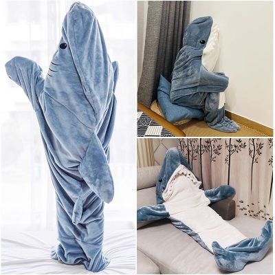 Cartoon Shark Blanket Sleeping Bag Pajamas Office Shark Sleeping Pajamas Child Adult Plush Hoodie Sharks Cosplay Costume Clothes