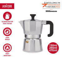 La Cafetiere Venice Aluminium  Espresso Maker with Patented Valve , Modern Style Large Capacity with Leak-proof Silicone Gasket ,  Stovetop Espresso Maker  3 / 6 / 9 cups - Silver เครื่องชงเอสเปรสโซ่