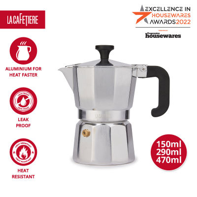 La Cafetiere Venice Aluminium  Espresso Maker with Patented Valve, Stovetop Espresso Maker 3 / 6 / 9 cups - Silver เครื่องชงเอสเปรสโซ่