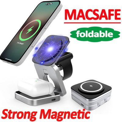 15W 3 In 1 Magnetic Wireless Charger Stand Pad for iPone 14 13 12 Pro Max Mini Airpods Apple Watch Fast Charging Dock Station