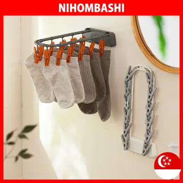 20 Clips Folding Windproof Clothes Laundry Hanger Sock Towel Bra Drying  Rack~
