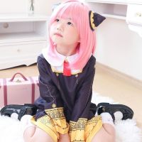 ถุงน่องวิกผมสีชมพูเด็กผู้หญิงเดรสยูนิฟอร์มเครื่องแต่งกาย Cosplay สีดำสำหรับงานปาร์ตี้ชุดสวมบทบาทสำหรับเด็กผู้ใหญ่