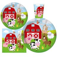 【CW】 Farm House Fun Barnyard La Granja Birthday Party Supplies Set baby shower Plates Napkins Cups Kit for kid by Creative Converting