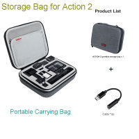 สำหรับการกระทำ2 Combo ถุงเก็บน้ำ Rsistant กล่องกระเป๋าถือกระเป๋า3.5มิลลิเมตรไมค์อะแดปเตอร์สายเคเบิ้ลสำหรับ DJI Osmo Action2กล้อง