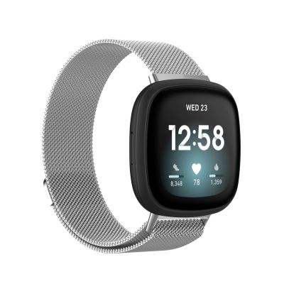 สำหรับ Fitbit Versa 4/3สายนาฬิกาสานโลหะแม่เหล็กมิลานขนาดเล็ก (สีดำ) (ลดเอง)