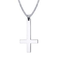 Mens Stainless Steel Necklace Black Saint Peter Inverted Cross Pendant Amulet Jewelry Accessories