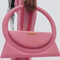 2022 New Style JACQUEMUSˉRound Handle Handbag Shoulder Messenger Bag Solid Color Letter Underarm