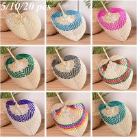 5/10/20Pcs Pure Handmade DIY Peach-Shaped Bamboo Woven Fan Summer Cooling Colored Chinese Style Hand Fans For Home Wedding Decor