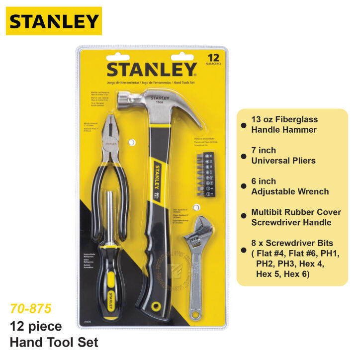 STANLEY [ 70875 ] 12 Piece Heavy Duty Hand Tool Set Lazada