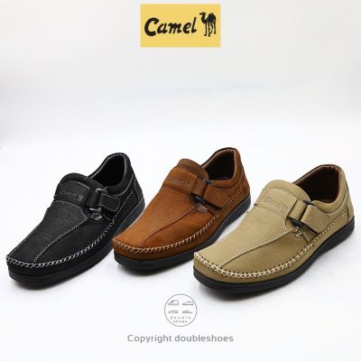 Camel รองเท้าคัทชู หนังแท้ หนังลายช้าง พื้นนุ่ม เย็บพื้น รุ่น CM110 ไซส์ 40-45