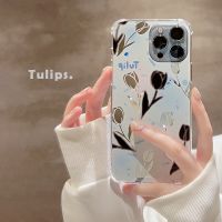 ins Wind Mirror Premium sense tulip phone case tpu silicone for apple iphone 11 12 13 14 pro max mini x xr xs max 7 8 plus se2020