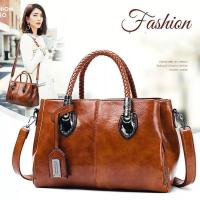 Luxury Fashion Casual Boston Totes Bags Handbags Women Brands Leather Brown Vintage Bag Female Shoulder Bag For Ladies