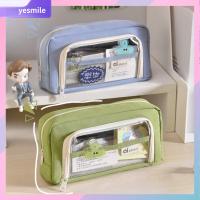 YESMILE จุได้มาก กระเป๋าใส่ดินสอ โปร่งใสโปร่งใส พร้อมซิปรูด เคสสำหรับโรงเรียน น่ารักน่ารักๆ น้ำหนักเบามาก กล่องใส่ปากกา เครื่องเขียนสเตชันเนอรี