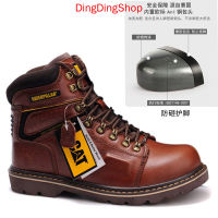 Caterpillarรองเท้าเพื่อความปลอดภัยSteel Toe Kasut Kerja Lelakiผู้ชายรองเท้าทำงานบูทเดินป่ากลางแจ้งของแท้หนัง