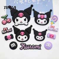 TIMIA 5pcs แพทช์พวงกุญแจ เครื่องประดับ DIY Kuromi แพทช์ตุ๊กตา3D อุปกรณ์เครื่องประดับอัญมณี คาวาอิ งานฝีมือทำมือ อุปกรณ์เสริมรองเท้า