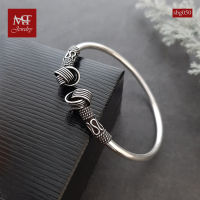 MT กำไลข้อมือเงินแท้ หัวลายสาน สไตล์บาหลี งานรมดำ ข้อมือ 16, 17 ซม. Solid 925 Sterling Silver Bangle (sbg050) MT Jewelry มณีธารา