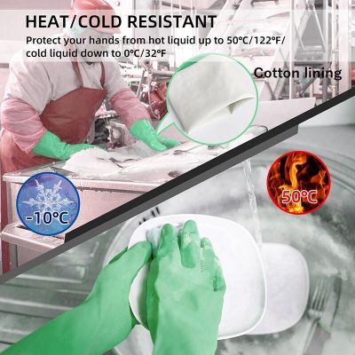 Latex Cleaning Gloves Dishwashing Cleaning Gloves Scrubber Dish Washing Sponge Rubber Gloves Cleaning Tools Waterproof keep warm Safety Gloves