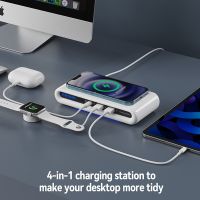 ZZOOI Multi-port 15W Qi Fast Wireless Charger For iPhone 11 12 X 8 Apple Watch 4 in 1 Charging Dock for Airpods Pro iWatch Double USB