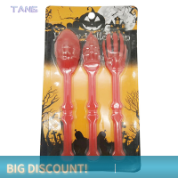 ?【Lowest price】TANG เครื่องใช้บนโต๊ะอาหารเทศกาลผีหัวกะโหลกมีดส้อมช้อนหลอดชุดเครื่องใช้บนโต๊ะอาหารสำหรับงานปาร์ตี้วันหยุดที่บ้าน