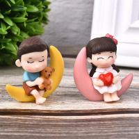 2pcs/Set New Arrival Moon Couple PVC Romantic Figurines Craft Decorative Ornaments For Bonsai Home Table Decoration