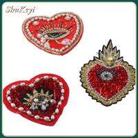 SHUKEYI 3PCS มี3สไตล์ Evil Love Heart Eyes เลื่อมแพทช์ เลื่อมแวววาว พลอยเทียมเทียม หัวใจลูกปัดเย็บบนแพทช์ อุปกรณ์ตกแต่งตกแต่ง รักเหล็กบน สำหรับเสื้อผ้ายีนส์