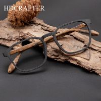 กรอบแว่นแบบเหลี่ยมโบราณไม้ HDCRAFTER ผู้ชายผู้หญิงสายตาสั้นกรอบแว่นสายตาย้อนยุคกรอบแว่นตาออพติคอล1692