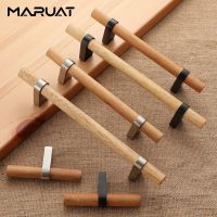 ۞✓ Nordic Wooden Cabinet Door Handles T Bar Handles for Cabinets and Drawers Silver Kitchen Cabinet Handles Black Furniture Handles