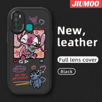 เคส JIUMOO สำหรับ Infinix Hot 9 Pro X655C Hot 9 Play เคส X680การ์ตูนสีชมพูสติทซ์มอนสเตอร์ดีไซน์ใหม่นุ่มหนังเคสโทรศัพท์มีลายกล้องฝาปิดด้านหลังเลนส์เต็มรูปแบบเคสกันกระแทก