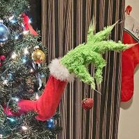 HF คริสต์มาสตกแต่งใหม่ปี2022มีขนยาวสีเขียว Grinch แขนเครื่องประดับสำหรับต้นคริสต์มาสสำหรับงานปาร์ตี้ในบ้านคริสต์มาส