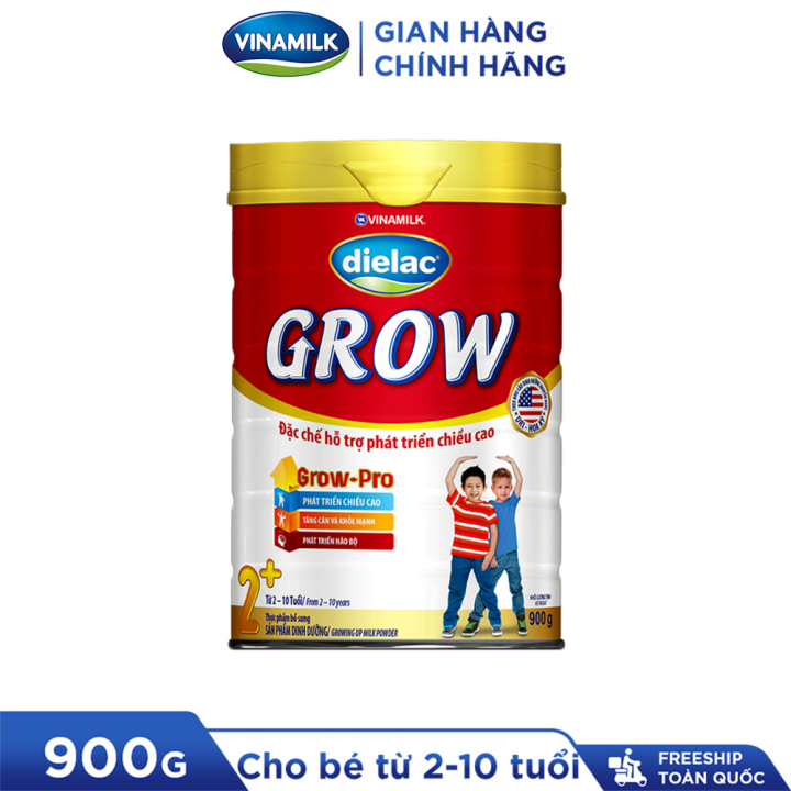 Hộp Sữa bột Vinamilk Dielac Grow 2+ Hộp thiếc 900g (cho trẻ từ 2 ...