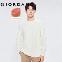 Giordanoผู้ชาย เสื้อยืดแขนยาวผ้าฟลีซสีทึบยืดสองด้าน Free Shipping 01022850