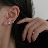 【YF】 2022 Korea Silver Color metal Geometric Heart Ear Cuff Stackable Simple C-shape Clip Earrings for Women Aesthetic Jewelry