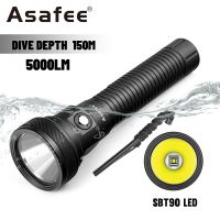 Asafee DT02 150M Underwater SBT90 LED Light 5000LM Diving Flashlight Press Switch Flashlamp IPX8 Waterproof Scuba Night Torch Diving Flashlights