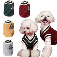 ZZOOI Dog Clothes Sweater for Small Large Dog Pet Vest New V-neck College Style Clothing for Teddy Pomeranian Striped Pet Costume Coat