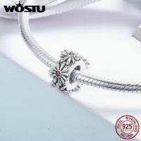 WOSTU Hot Sale 925 Sterling Silver Romantic Daisy Spacer Stopper Beads fit Wostu Original DIY Charm Bracelet Pendant Gift FIC598