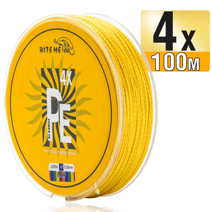 Biteme 4X100m PE Braided Fishing Line 4 Strands 10-120LB Multifilament  Fishing Line PE Line