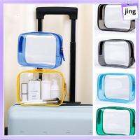 JING คุณภาพสูง ถุงซักล้าง Make Up Pouch Travel Organizer กระเป๋า PVC ที่วางเครื่องสำอางเสริมสวย เคสแต่งหน้าแบบใส