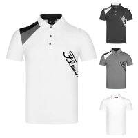 Titleist Malboneirj.lindeberg Mizuno เสื้อกางเกงเล่นกอล์ฟสั้นผู้ชายกีฬาแขนสั้นแห้งเร็วเสื้อเสื้อโปโลระบายอากาศยางยืดสามารถปรับแต่งได้