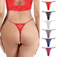 Transparent Thong Sexy Lace Hollow Out Low-Waist Underpant Female Briefs Elastic G-String Intimates Lingerie Underwear Women