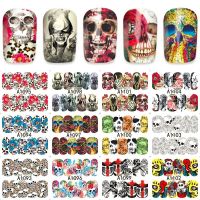 【YF】▩▪  12sheets water decal nail art Decorations slider tattoo full Cover skull design decals  A1093-1104