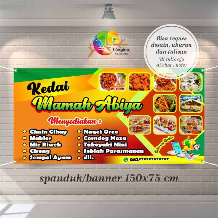 Size 150x75 Spanduk Banner Kedai Warung Bisa Custom Desain 