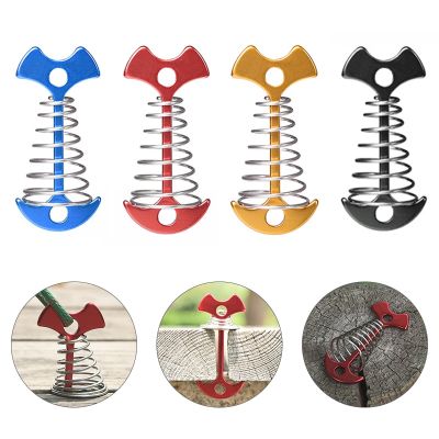5Pcs Adjustable Plank Floor Spring Tent Pegs Buckle Aluminum Fishbone Anchor Outdoor Deck Stakes Fixed Nails Camping Tent Hooks
