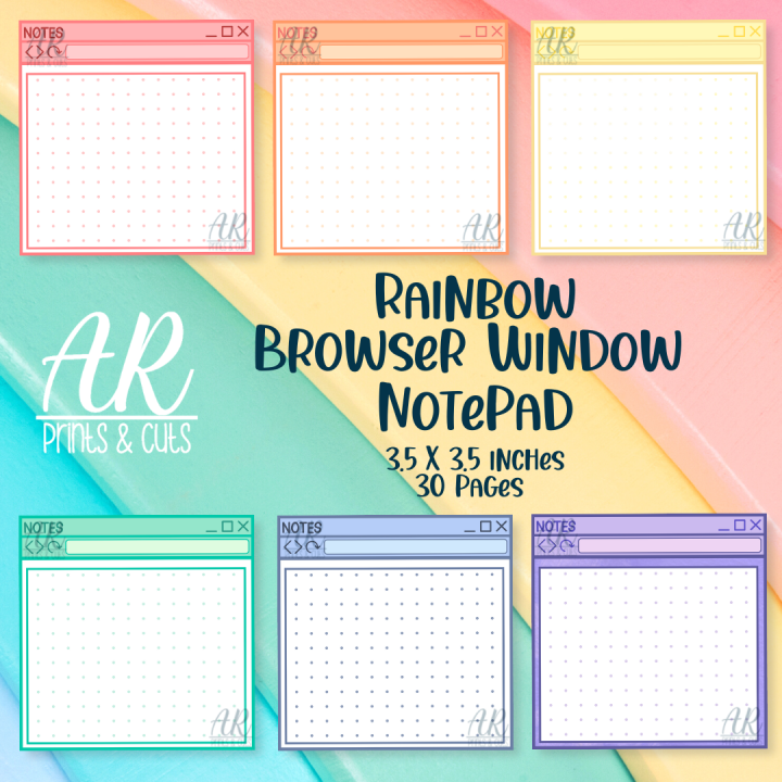 AR Rainbow Browser Notepad (30pages 3.5 by 3.5 inches) Lazada PH