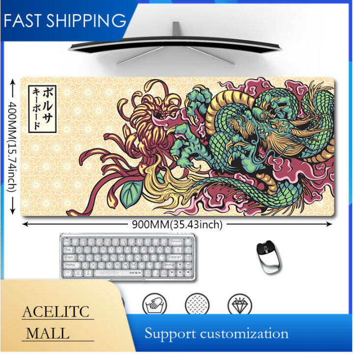 405Japanese Dragon Mouse Pad Large Mousepad XXL 90x40cm Gaming Laptop Desk Mat Art Mats For Mice