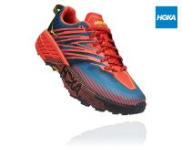 HOKA ONE ONE SPEEDGOAT 4 WIDE - MEN FIESTA/ PROVINCIAL BLUE  - รองเท้าวิ่งเทรลผู้ชาย รองเท้าวิ่งเทรล