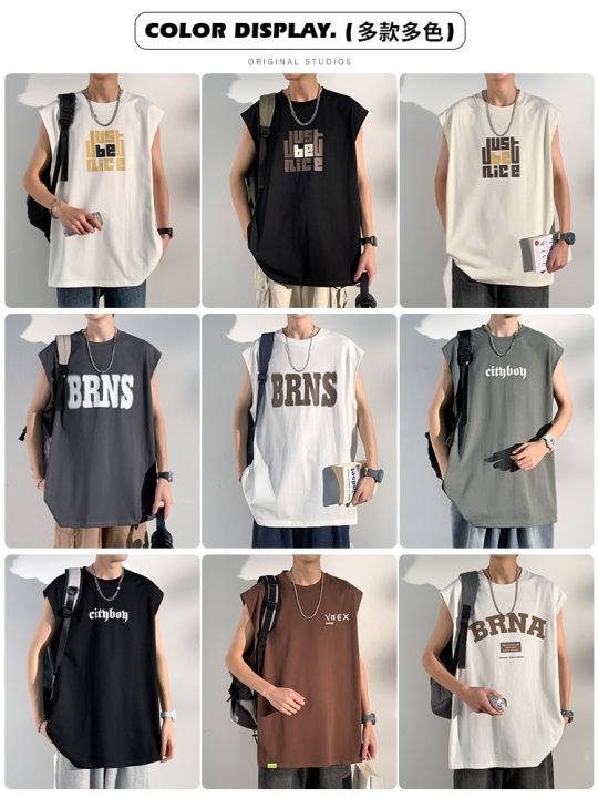 original-sleeveless-t-shirt-mens-summer-thin-section-loose-trendy-ins-sports-vest-outerwear-american-style-vest-short-sleeve