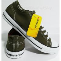 ?BigSale! Gold City-1207 สีเขียวขี้ม้า รองเท้าผ้าใบพื้นนุ่มใส่ทน Size 36-47 สุดฮอต! รองเท้าผ้าใบออกกำลังกาย