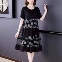 【CC】 Large Size Short Sleeve New Fake Pieces Print Mother Fashion Middle-aged Female Vestido 4XL