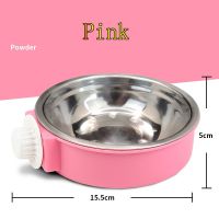Stainless Steel Cat Dog Hanging Bowl Cage Food Water Bowl